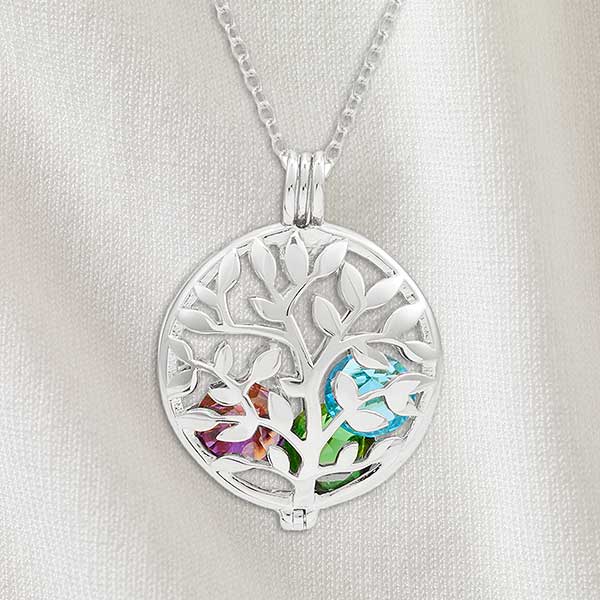 Family Tree Personalized Round Birthstone Locket - 32860D