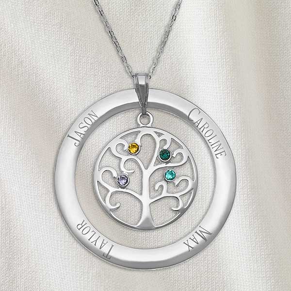 Family Tree Personalized Birthstone Necklaces - 32868D