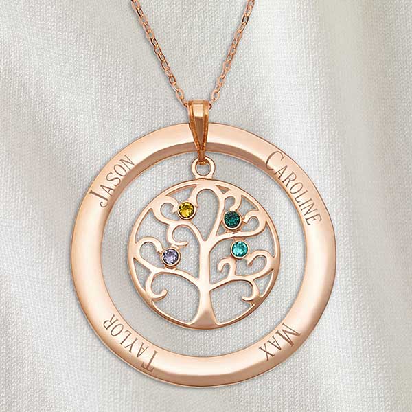 Family Tree Personalized Birthstone Necklaces - 32868D