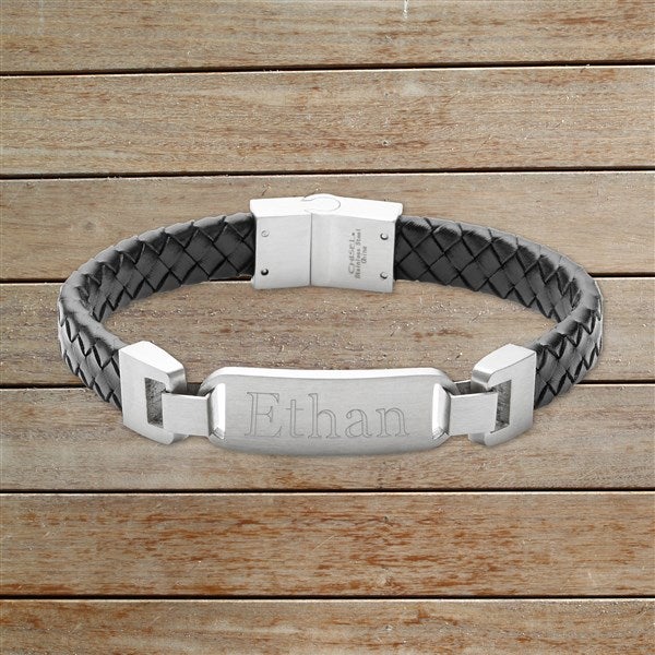 Custom Men Leather Name Bracelet