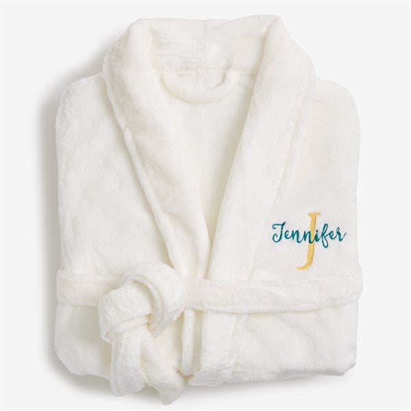 Playful Name Short Embroidered Fleece Robes - 33469
