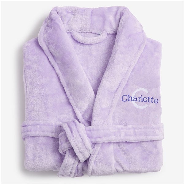 Playful Name Short Embroidered Fleece Robes - 33469