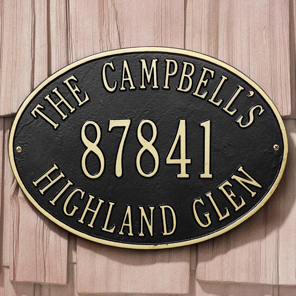 Oval Personalized House Address Plaque - 3402D