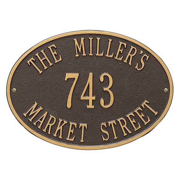 Oval Personalized House Address Plaque - 3402D