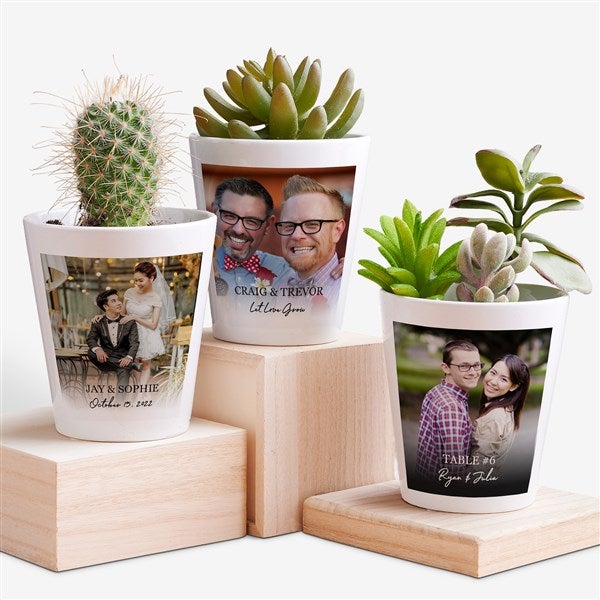 Wedding Photo & Message Personalized Mini Flower Pot  - 34172