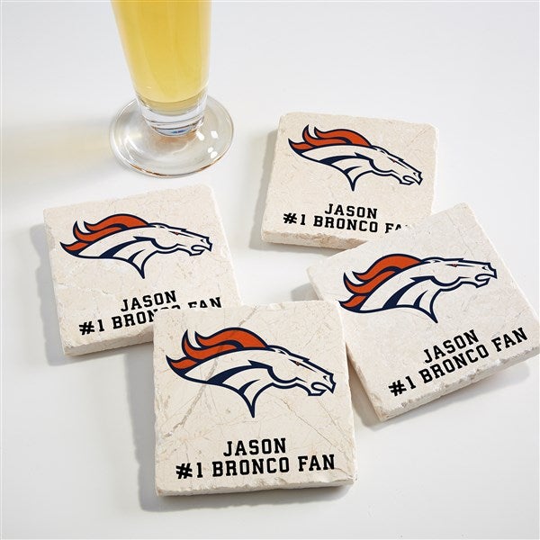 NFL Denver Broncos Personalized Tumbled Stone Coaster Set  - 34617