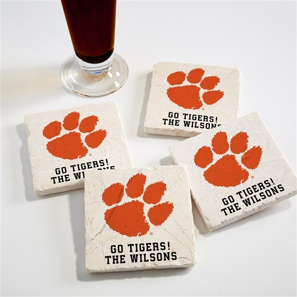 NCAA Clemson Tigers Personalized Tumbled Stone Coaster Set - 34747