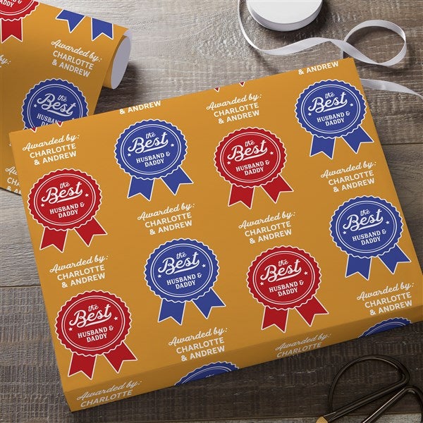 Best Dad Ribbon Personalized Wrapping Paper  - 35487