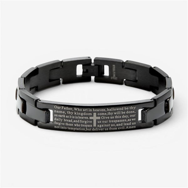 Black Engravable Men's Lord's Prayer Bracelet  - 35558D