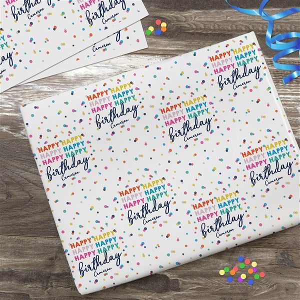 Happy Happy Birthday Personalized Wrapping Paper  - 35608