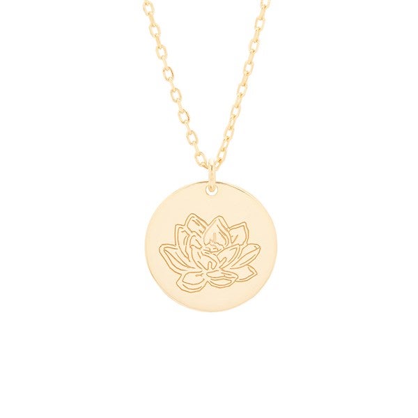 July Birth Flower Water Lily Gold Pendant  - 35874D