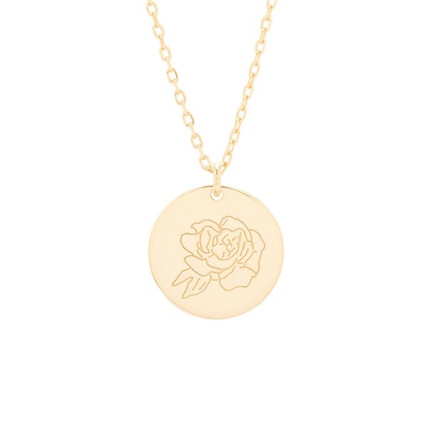 September Birth Flower Peony Gold Pendant  - 35876D