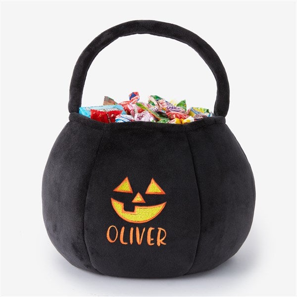 Jack-o'-Lantern Embroidered Plush Halloween Treat Bag  - 36760