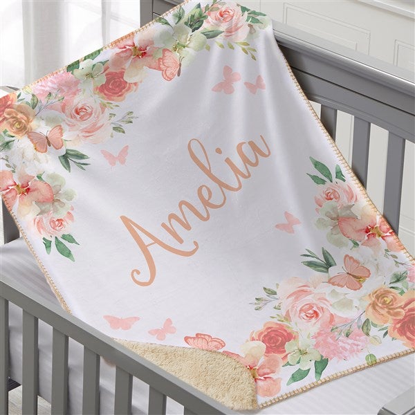 Personalized Baby Blankets for Girls - Butterfly Kisses - 36894