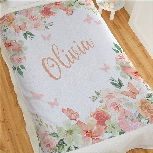 Personalized Baby Blankets for Girls - Butterfly Kisses - 36894