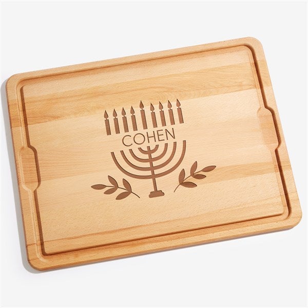 Spirit of Hanukkah Menorah Personalized Maple Cutting Boards - 37092