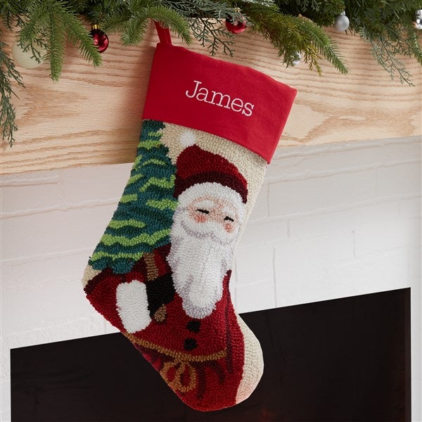 Green Santa Stocking  Needlepoint christmas stockings, Christmas
