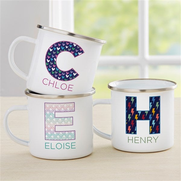 Personalized Kids Enamel Mug - Pop Pattern - 37588