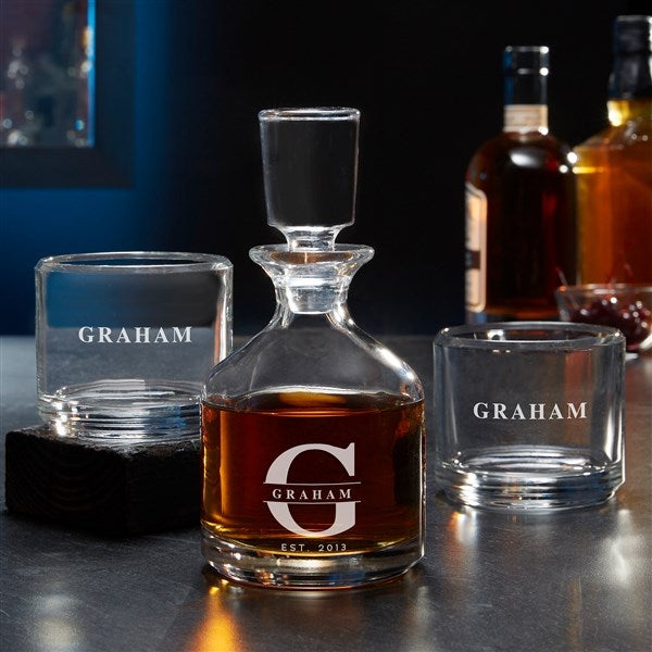 Personalized Decanter Set - Lavish Last Name - 37668