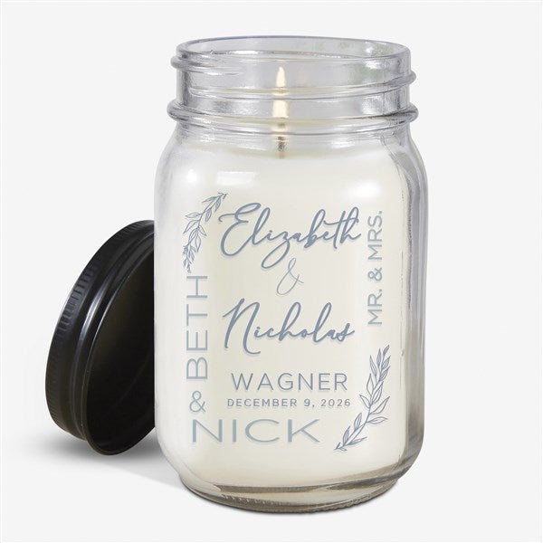 Personalized Wedding Farmhouse Candle Jar - Elegant Couple - 37826