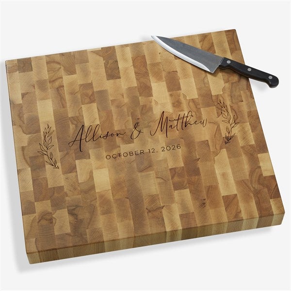 Elegant Couple Personalized Wedding Butcher Block Cutting Board  - 37832