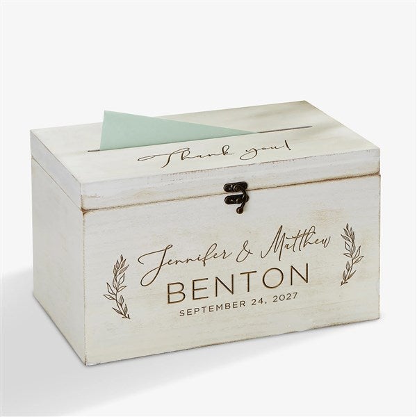 Elegant Couple Engraved Wooden Wedding Keepsake Card Box  - 37840