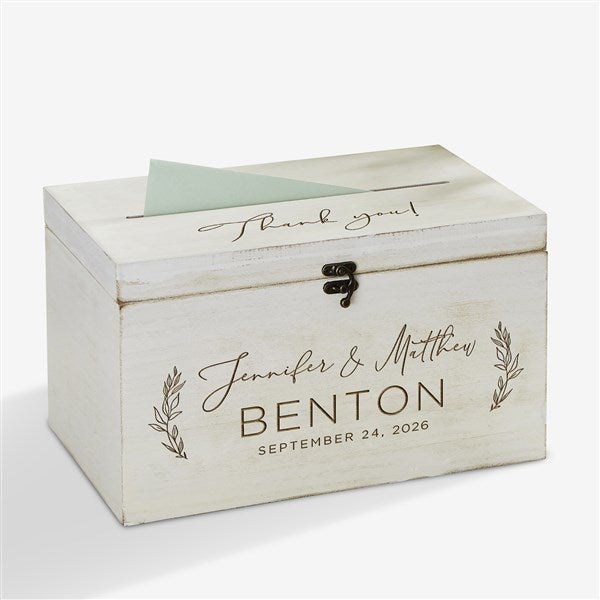 Elegant Couple Engraved Wooden Wedding Keepsake Card Box  - 37840