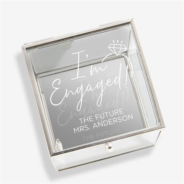 We're Engaged Personalized Glass Jewelry Box  - 39238