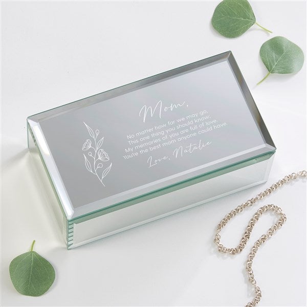 Floral Message For Mom Engraved Glass Jewelry Box  - 39755
