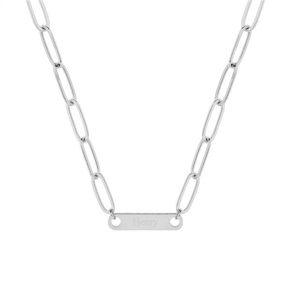 Paperclip Chain Engravable Name Bar Necklace  - 40098D