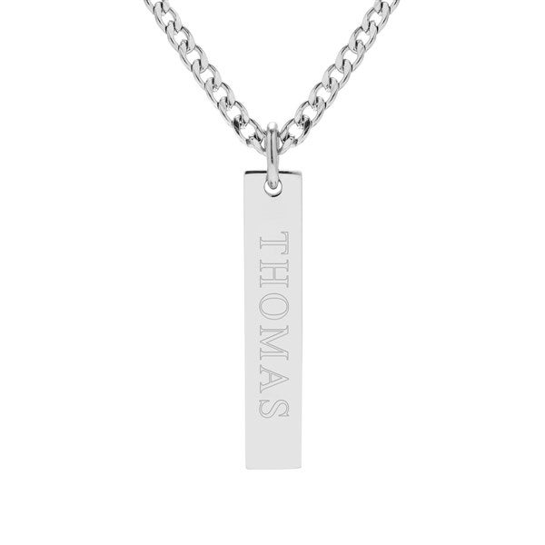 Engraved Vertical Men's Stainless Steel Pendant  - 40175D