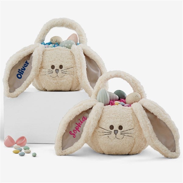 Sherpa Bunny Embroidered Plush Easter Treat Bag  - 40206