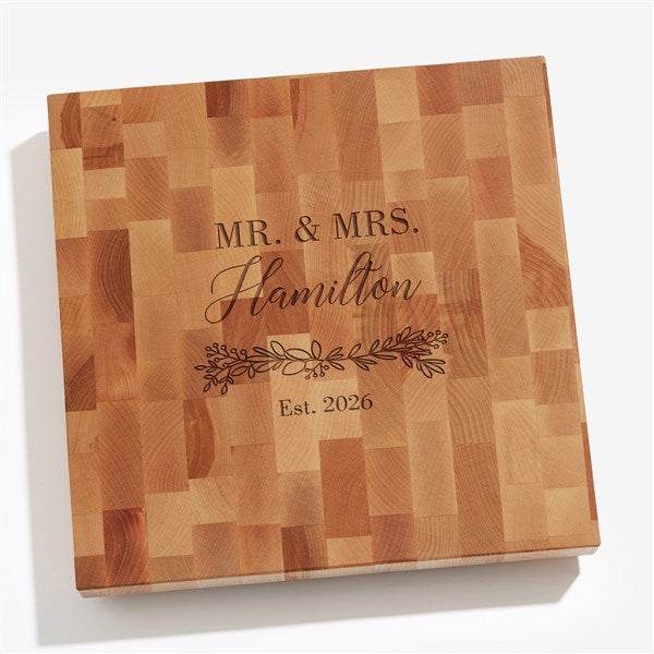 Laurels Of Love Personalized Butcher Block Cutting Board  - 40551
