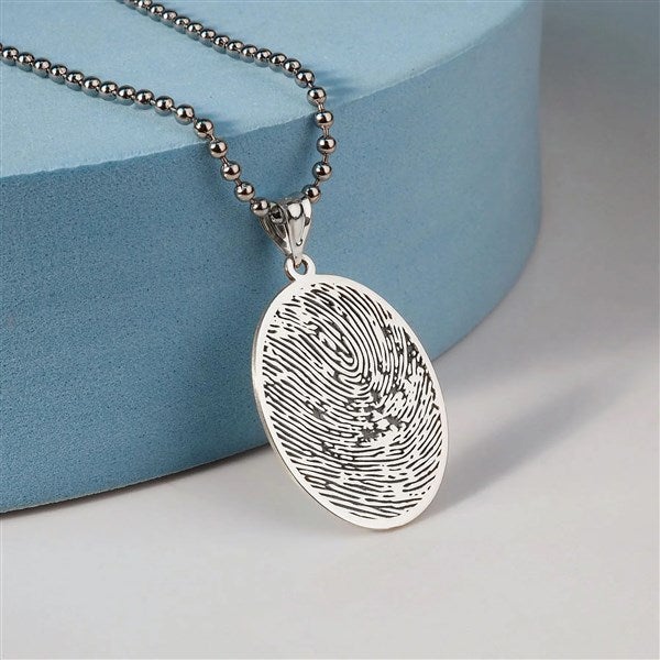 Custom Memorial Oval Fingerprint Pendant  - 40687D