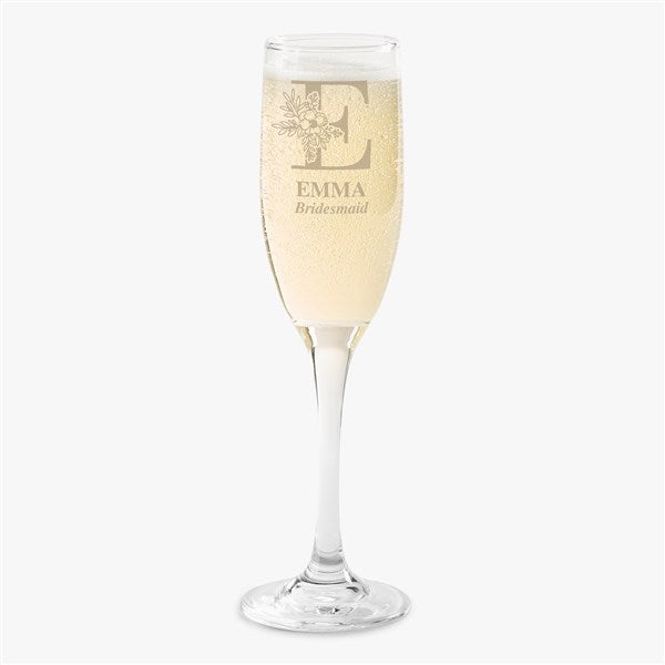 Floral Bridesmaid Engraved Champagne Flutes  - 40806