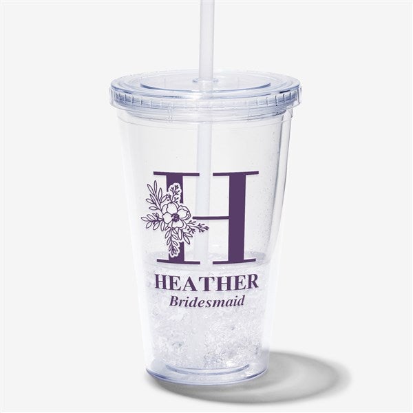 Floral Bridesmaid Personalized 17 oz. Insulated Tumbler  - 40811