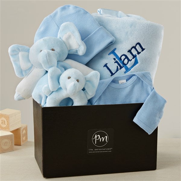 Personalised blue sales baby blanket