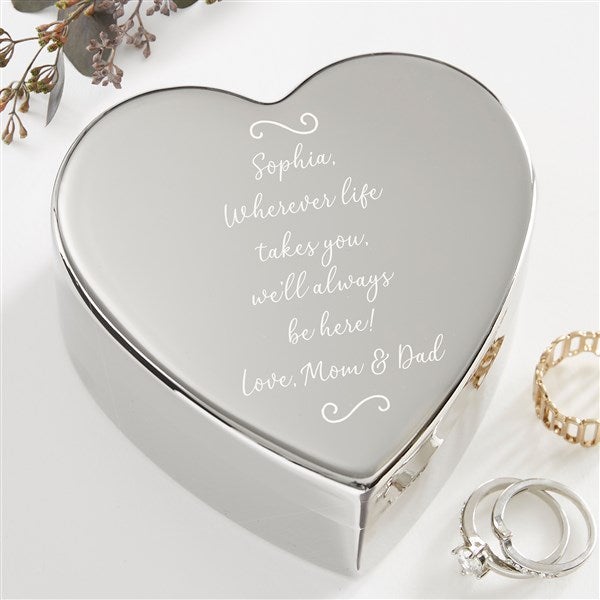 Personalized Silver Heart Keepsake Box - Write Your Own Message  - 41264