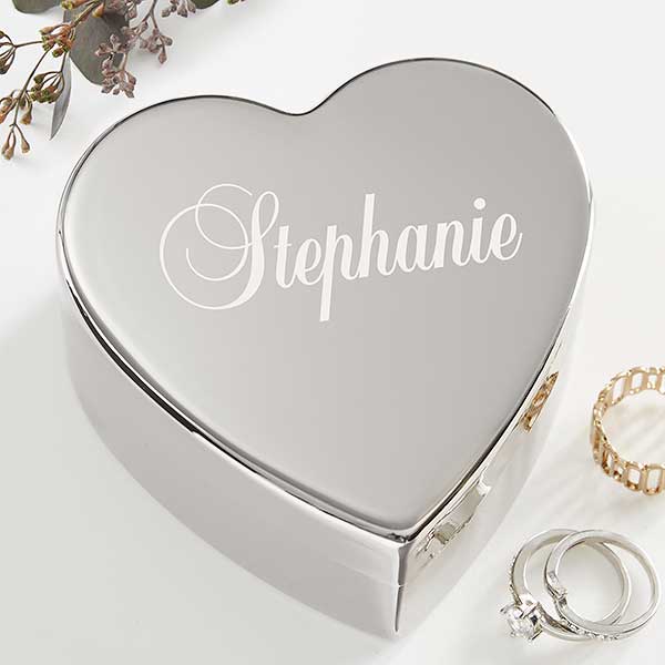 Personalized Silver Heart Keepsake Box - Beautiful Reflections - 41267