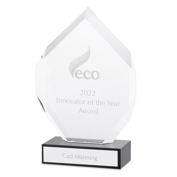 Personalized Logo Glass Geometric Flame Award  - 41285