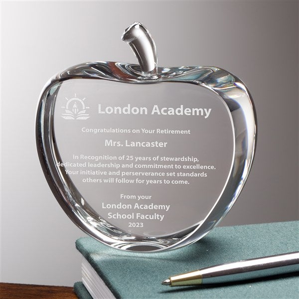 Engraved Logo Crystal Apple Keepsake  - 41565