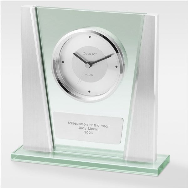 Engraved Clocks Corporate Gifts Personalized Desk Rotating Glass Accen