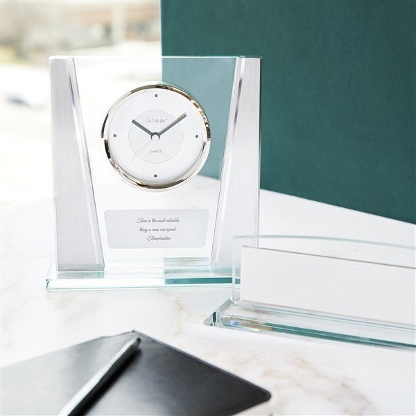Engraved Modern Glass Home Office Clock