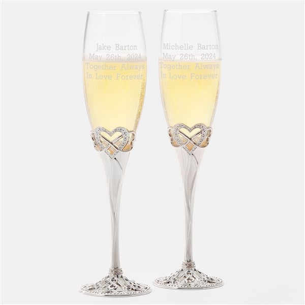 Infinity Heart Wedding Engraved Champagne Flute Set - 41624