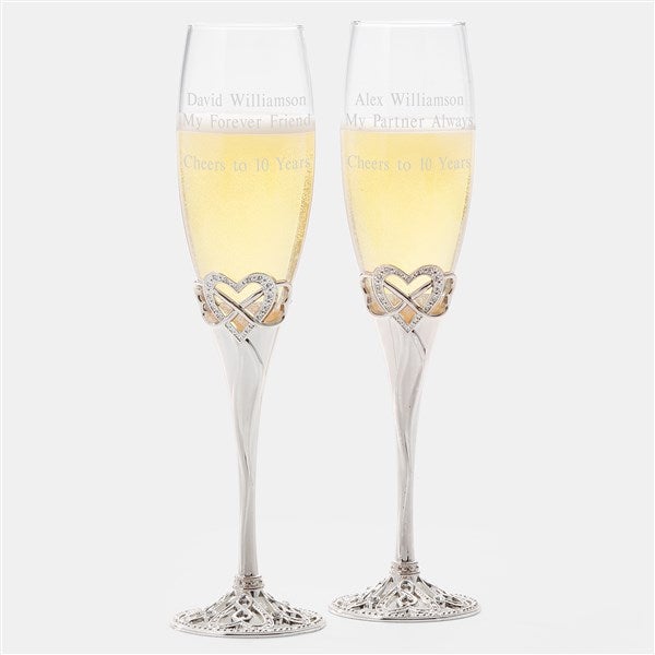 Infinity Heart Anniversary Engraved Champagne Flute Set - 41665