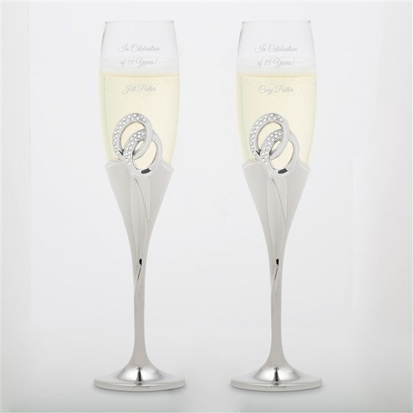 Double Rings Engraved Anniversary Flute Set - 41764