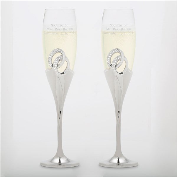 Double Rings Engraved Engagement Flute Set - 41765