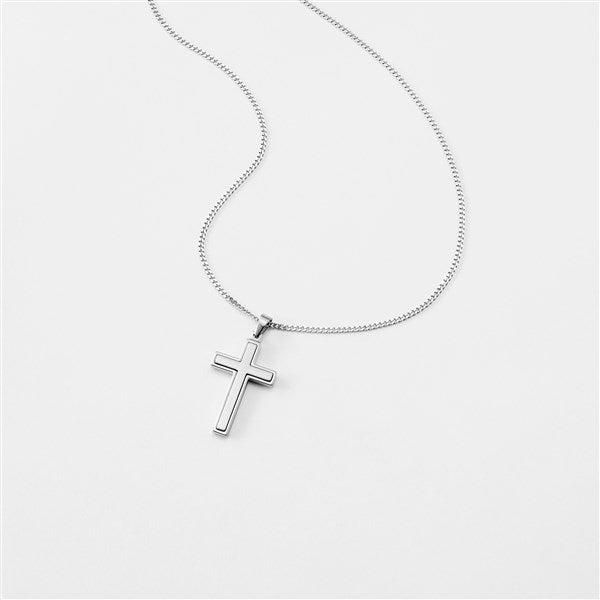 Engraved Children's Two Tone Stainless Cross Necklace - 41827