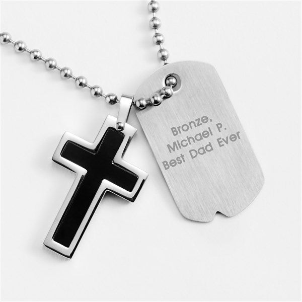 Engraved Black Cross Dog Tag for Dad - 41849