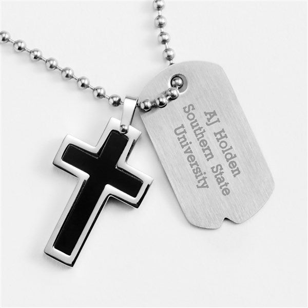 Engraved Graduation Black Cross Dog Tag - 41851